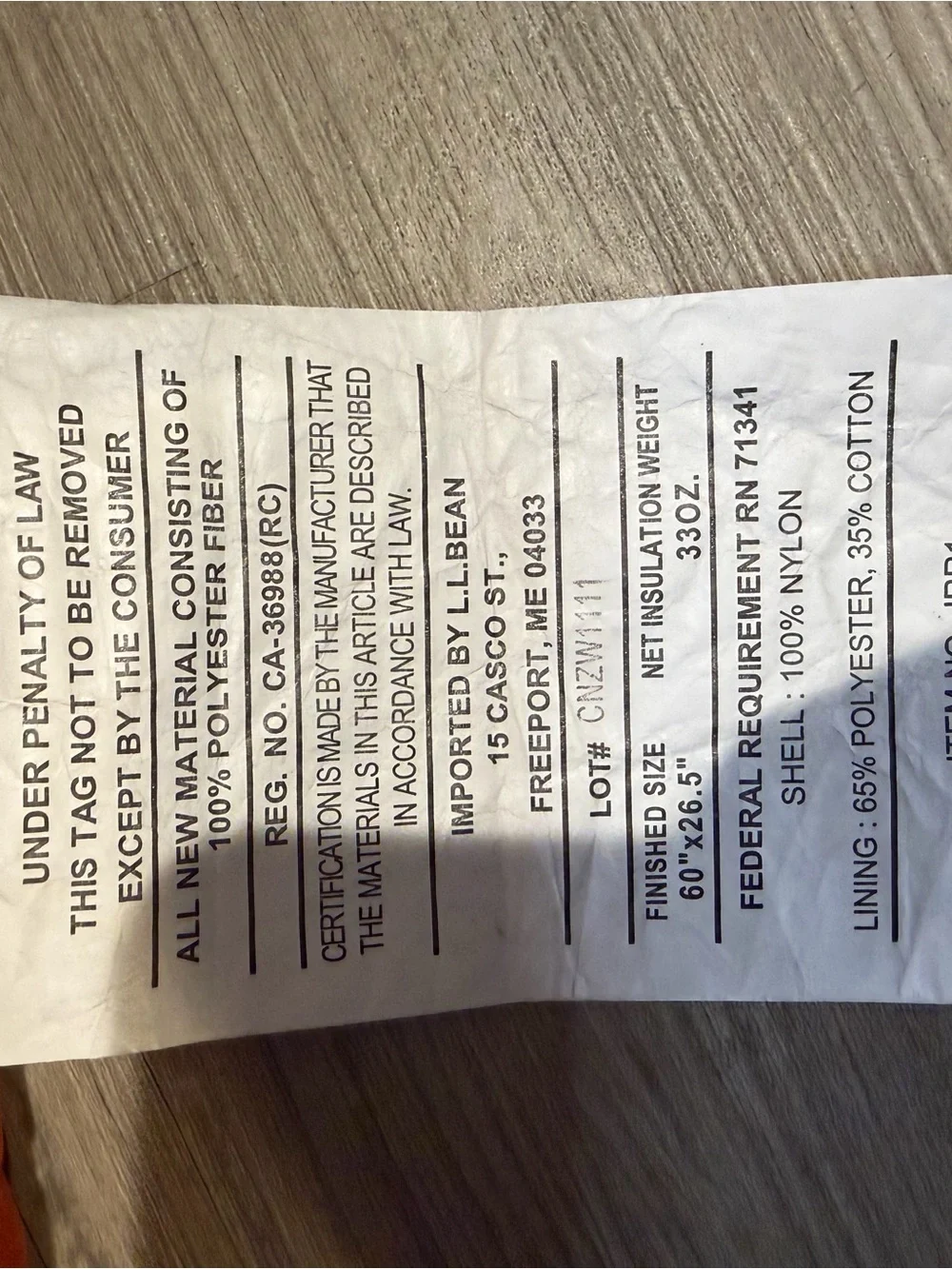L.L. Bean Bright Orange Packable Sleeping Bag